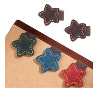 2 segnalibri in pelle a forma di stella, clip per segnalibri, stile retrò, idea regalo per amanti dei libri, lettori, insegnanti, studenti, amici, donne, uomini (caffè)