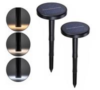 2 segnapassi led con pannello solare e picchetto da terra giardino faretto 3 cct