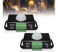 2 sensori di movimento a LED, DC 12 V, 24 V, nero, sensore di movimento a infrarossi, sensore PIR, interruttore automatico senza fili, per strisce LED