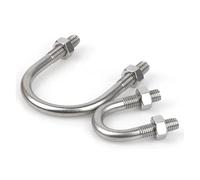 2 Set 304 Stainless Steel Size M6 U-type Bolt with Nuts Steel Pipe Buckle Automobile U-shaped Screw Construction Fastener(Size M6X63mm)