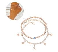 2 set / 4 pezzi Cavigliere multistrato Moon Star Design Beach Bellissime catene