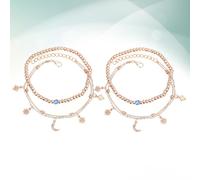 2 set / 4 pezzi Cavigliere multistrato Moon Star Design Beach Bellissime catene