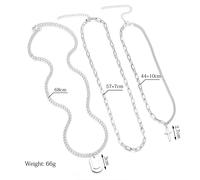 2 set / 6 pezzi collana multistrato moda croce lega clavicola catena collana