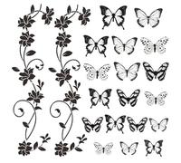 2 Set Adesivi Da Parete Con Rami Di Vite In Fiore E 18 Adesivi Da Parete Con Farfalle, Decorazione Da Parete Per La Casa, Decorazione Da Parete Creativa, Decorazione Per La Casa