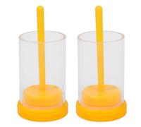 2 Set Bottiglia per Marcatura Ape in Plastica Pistone | Spugna Gialla, Immobilizzazione Delicata, Leggera e Portatile, per Divisione Colonia e Allevamento