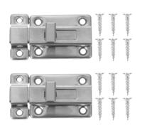 2 Set Chiavistello Doppio in Acciaio Inox per Porta, Argento