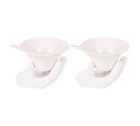 2 Set Colino Da Tè in Ceramica, Filtro Per Tè Sfuso, Infusore Riutilizzabile Per Amanti Del, Accessori Per La Cerimonia Del, Bianco