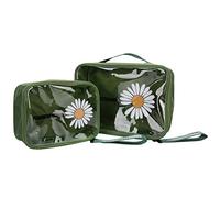 2 Set Custodia per Trucco Trasparente, Organizer Cosmetico Viaggio Portatile e Antipolvere Accesso Chiaro e Rapido, Borsa Cosmetica Trasparente per Aereo, Viaggio (Verde)