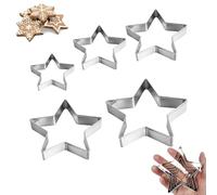 2 Set di 10 Tagliapasta a Forma di Stella in Acciaio Inox, Argento, 5 Misure Diverse per Biscotti Dolci Decorazioni, Stampi per Dolci Fatti in Casa Feste e Idee Regalo