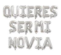 2 set di 34 palloncini in argento QUIERES SER MI NOVIA lettera 40,6 cm palloncino foil lettere decorazioni per feste palloncini argento lettera QUIERES SER MI NOVIA forniture per feste