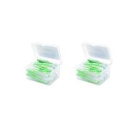 2 set di 40 pezzi di spazzole interdentali con testa flessibile push-pull in plastica a forma di I per l'igiene orale strumento da viaggio verde 0,8 mm