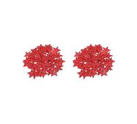 2 set di 50 decorazioni natalizie in legno a forma di stella, fiocco di neve, colore rosso