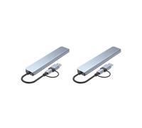 2 set di 7 in 1 USB C Hub con 4 porte USB 2.0 in lega di alluminio per mouse PC tastiera