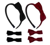 2 Set Di Accessori Per Capelli Con Fiocco In Velluto, Inclusi Fasce Per Capelli E Forcine Per Capelli, Accessori Per Capelli Alla Moda Per Ragazze, Copricapi Elei (Nero, Rosso).