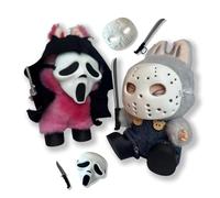 2 set di bambole spaventose per Halloween, con maschera e accessori per armi, per bambole da 17 cm, simpatici costumi spettrali per creare look alla moda per bambole di Halloween (bambola non inclusa)