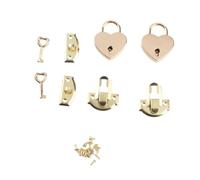 2 set di chiavistelli antichi con lucchetti e chiavi a forma di cuore (Gialla) | Chiusura a scatto decorativa Mini lucchetto Scatola di legno Chiusura a cerniera in lega di zinco per scatola di gioielli