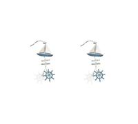 2 set di decorazioni a tema nautico barca a vela in miniatura barca a vela spiaggia decorazioni a tema timone, 30 x 9 x 1,5 cm