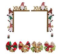 2 Set Di Decorazioni Per Porte Natalizie E 4 Archi A Campana, Simpatica Forma Nana, Divertente Design Adesivo In Legno, Possono Essere Riempiti Con Ornamenti.