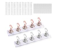 2 set di espositore per unghie acriliche, supporto per unghie magnetico, strumenti di pratica delle unghie, con 54 pezzi di adesivo bianco, 120 pezzi di nail art trasparente