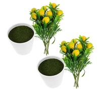 2 set di frutta artificiale albero di limone bonsai finto mini albero di limone