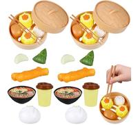 2 Set di giocattoli per bambini, Dim Sum cinesi in plastica, giocattoli per bambini, colazione cinese realistica, giochi di finzione per colazione, cucina giocattolo al vapore, set da cucina, vera cu