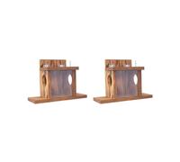 2 set di mangiatoie per scoiattoli in legno con tetto superiore per alberi da giardino all'aperto