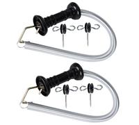 2 set di maniglie per cancello elettrico con molla, molla di tensione da 5 m, set di maniglie con ancoraggio, connettori per recinzione elettrica