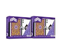 2 Set Di Mazzi Da Poker Copag Doppio Mazzo 100% Plastica Colore Viola Blu Giallo