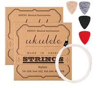 2 Set di Nylon Corde per Ukulele con 4 Plettro di Feltro, Corde siamo Bianchi, Plettro siamo Gialli, Grigi, Neri, Rossi