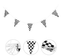 2 set di striscioni con bandiera a scacchi bianca e nera, bandiere da corsa,