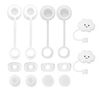 2 set di tappi in silicone con 2 coperchi in paglia White Cloud, accessori antipolvere per tazze di paglia, compatibili con bicchieri di paglia versione 1.0 e versione 2.0 (bianco)