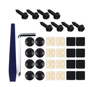 2 set di viti per targa antifurto, kit di fissaggio, viti in acciaio inox, inserti per viti, copriviti e cuscinetti in schiuma anti-sonaglio. Trattamento pratico