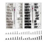 2 set di viti piccole, kit di riparazione occhiali, parti in acciaio inossidabile per orologi, computer, ecc. (nero, argento)