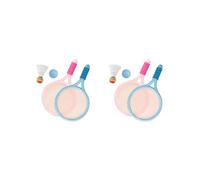 2 set durevole per bambini Badminton Tennis Set, palla volano racchetta per allenamento blu rosa