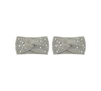 2 set Look New Pearl Knit Cross Fasce Leggero e Portatile Poliestere Donne Lavorato A Maglia Perle Fascia Antiscivolo Elegante Grigio chiaro
