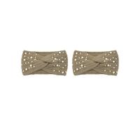 2 set Look New Pearl Knit Cross Fasce Leggero e Portatile Poliestere Donne Lavorato A Maglia Perle Fascia Antiscivolo Elegante cachi