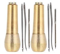 2 set manico in rame cucito a forma di scarpa conico strumento di riparazione di scarpe in pelle-artigianato in pelle strumenti di cucitura a mano kit di aghi tondo/dritto/piegato ago per tela di cuoi