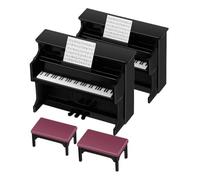 2 Set Mini Piano e Sgabello Miniatura con Accessorio Musicale per Casa delle Strumento Decorativo per Fotografie Scene Infantili
