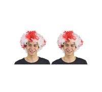 2 set parrucca da clown capelli ricci natalizi sintetici tifosi di calcio feste multicolore copricapo costume divertente Inghilterra