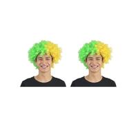 2 set parrucca da clown capelli sintetici tifosi di calcio ampia applicazione feste multicolore copricapo accessorio costume divertente Brasile