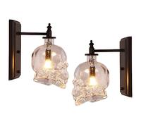 2 Set PCS Applique da parete in vetro industriale Cool Ghost Skull Applique da parete LED Lampada da comodino Vintage da parete Decor Apparecchio di illuminazione gotico per ragazzo Camera d