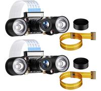 2 Set per Modulo Fotocamera Raspberry PI Webcam Video OV5647 1080P da 5 MP Telecamera Infrarossi per Raspberry PI B/B RPi 4/3/ 2/1/ Zero/Zero W con Cavo (Messa a Fuoco Regolabile)