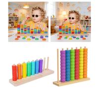 2 Set Perline Impilabili in Legno Gioco Riconoscimento Colori Blocchi Conteggio
