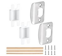 2 Set Piastra di Chiusura Della Porta, Standard Piastra di Riscontro Della Portacon Distanziale Restauratore di Chiavistelli per Porte Piastre di Battuta per Porte Interne con Viti e Tasselli