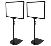 2 Set Porta Cartellini dei Prezzi, Menù, Supporto da Tavolo A4 Nero | Acciaio Inossidabile e Plastico, per Supermercati e Retail, Esposizione Professionale, Due Set
