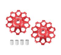 2 Set Puleggia Deragliatore Bici 10T con Cuscinetti Ceramici, Rosso per Shimano