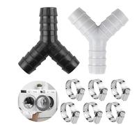 2 Set Raccordo a Y a 2 Vie per Tubi di Scarico Connettori per Tubi in Plastica Adattatori per Tubo di Scarico Distributori per Tubi di Scarico 6 Incluse Fascette Adatti per Lavastoviglie e Lavatrici