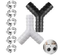 2 Set Raccordo a Y a 2 Vie per Tubi di Scarico Connettori per Tubi in Plastica Adattatori per Tubo di Scarico Distributori per Tubi di Scarico 6 Incluse Fascette Adatti per Lavastoviglie e Lavatrici