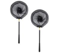 2 Set Rete da Pesca Telescopica 1,5m Pieghevole | Acciaio Inossidabile, Poliestere e Alluminio, Nero, per Fiume e Mare, Facile da Trasportare