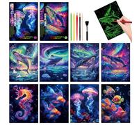 2 Set Scratch Art,Scratch Paper Art Notes per Bambini Set,Arcobaleno da Grattare Regali Giocattoli educativi per Bambini, Regalo di Natale Regali per Ragazzi e Ragazze (Oceano)